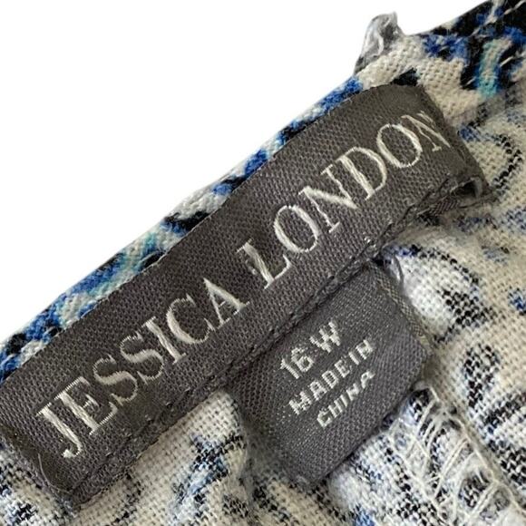 Jessica London Blue Linen Sleeveless Tunic Blouse Iace Up Detail size PLUS 16W - Picture 6 of 11